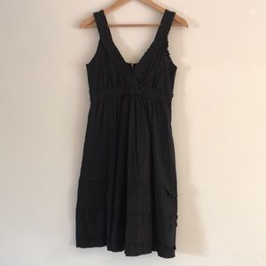 Anthropologie Black dress with boxpleat ruffles